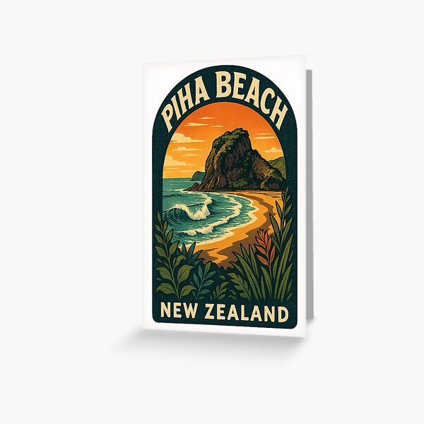 Item preview, Lion Rock and Wild Shoreline of Piha Beach, New Zealand designed and sold by Places On Earth.