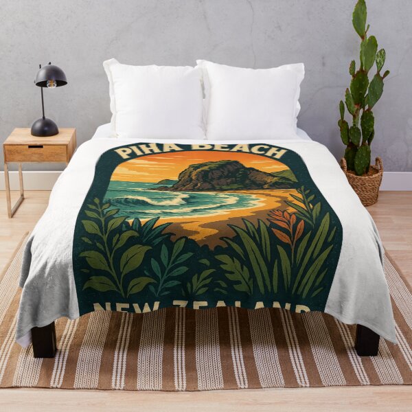 Item preview, Lion Rock and Wild Shoreline of Piha Beach, New Zealand designed and sold by Places On Earth.