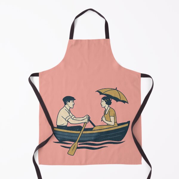 Item preview, Vintage Rowboat Romance Illustration | Retro Lakeside Couple Boating Art Print designed and sold by Shoot-The-Moon.