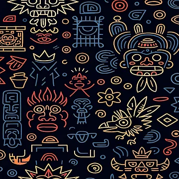 Artwork thumbnail, Colorful Aztec Symbol Pattern by AlphaTeez