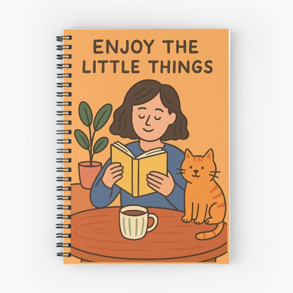 Item preview, Enjoy the Little Things – Cozy Cat and Book Lover Framed Art Print designed and sold by holaitssher.