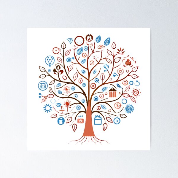 Item preview, Technological Tree of Life Illustration designed and sold by ART ATTACK ZONE.