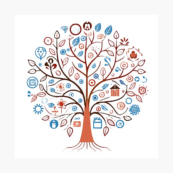 Item preview, Technological Tree of Life Illustration designed and sold by ART ATTACK ZONE.