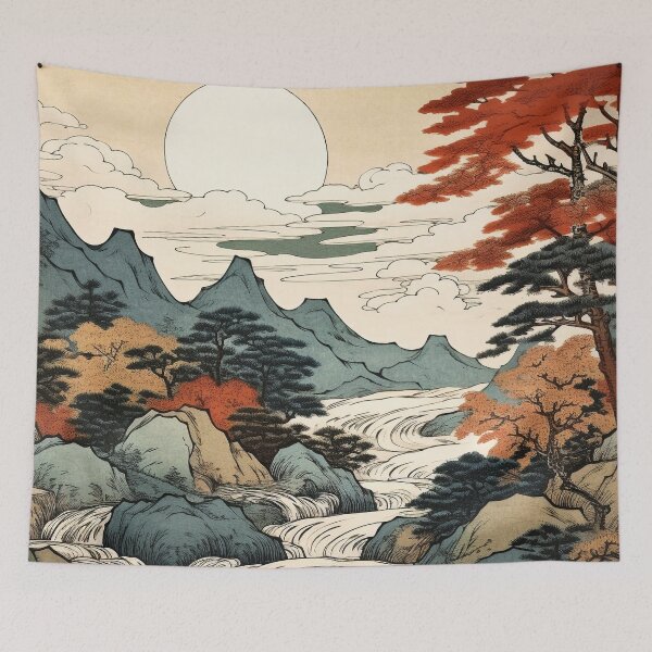 Item preview, Japandi Minimalist Mountain Landscape – Zen Duvet Cover for Calm Bedrooms designed and sold by Josinta.