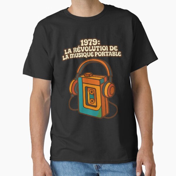 Aperçu de l'œuvre 1979 - La révolution de la musique portable - Style vintage années 70 - Walkman rétro créée et vendue par MyGraphixCraft.