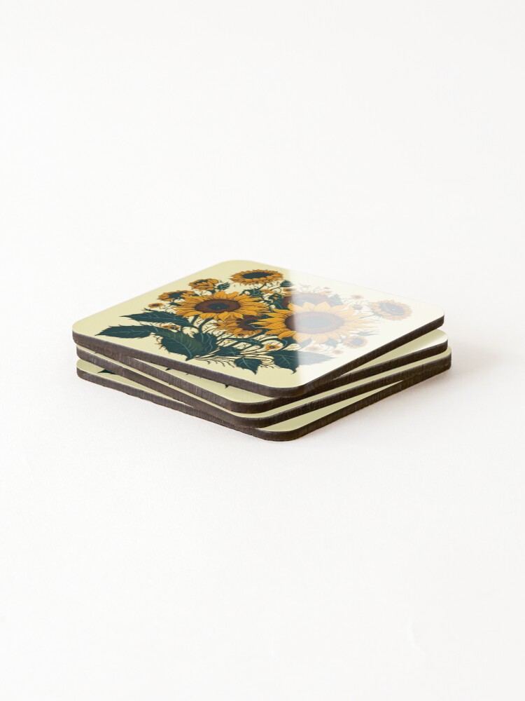 Thumbnail 4 of 5, Coasters (Set of 4), Sunflowers designed and sold by Rislam.
