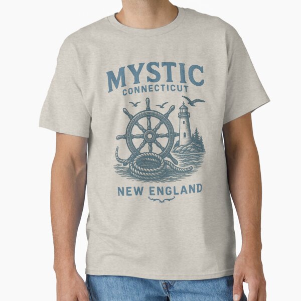 Item preview, VINTAGE MYSTIC CONNECTICUT - NEW ENGLAND - NAUTICAL MARITIME LIGHTHOUSE AND THE STEERING WHEEL designed and sold by justyna-s28.