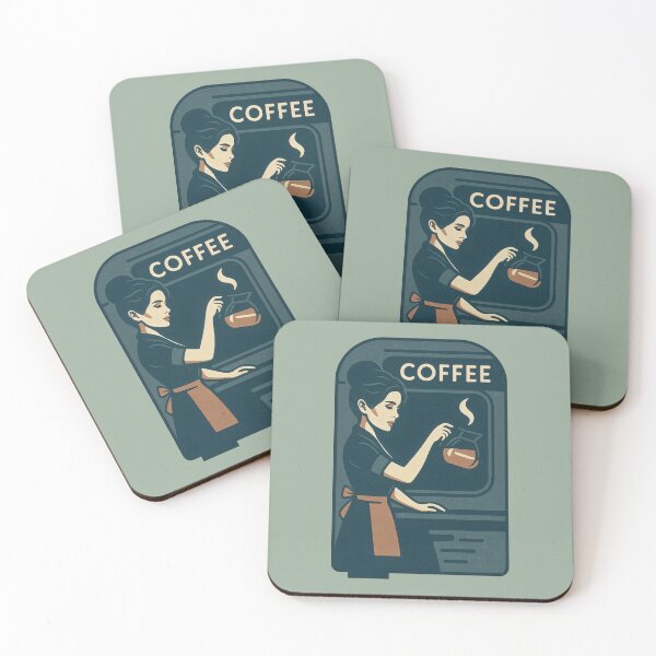 Item preview, Retro Coffee Barista Illustration Vintage Diner Sign Art Print designed and sold by Shoot-The-Moon.