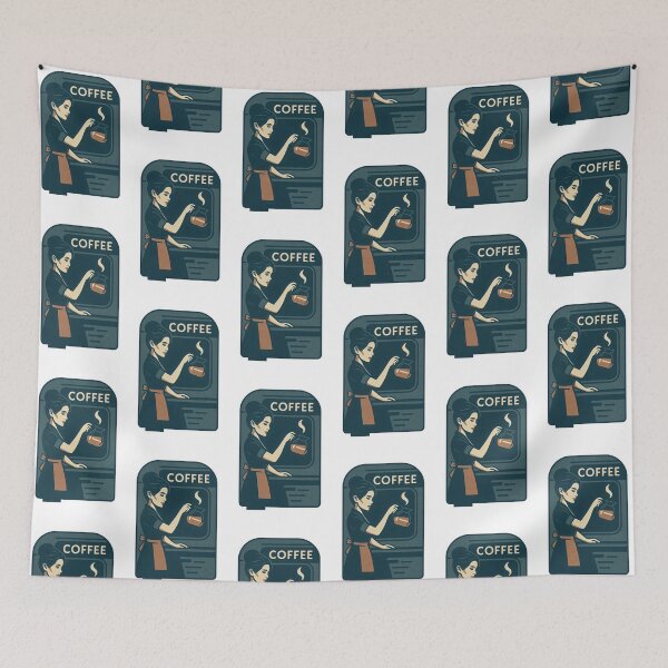 Item preview, Retro Coffee Barista Illustration Vintage Diner Sign Art Print designed and sold by Shoot-The-Moon.