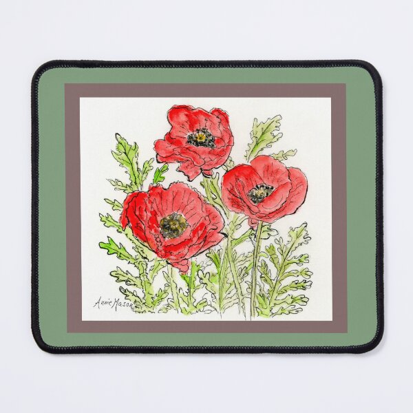 Item preview, Poppies - watercolor and pen illustration designed and sold by Annie Mason Art.