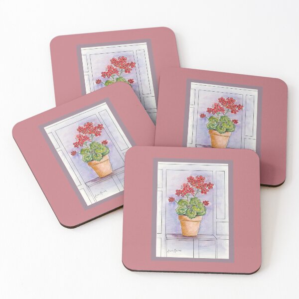 Item preview, A Potted Geranium - watercolor and pen designed and sold by Annie Mason Art.