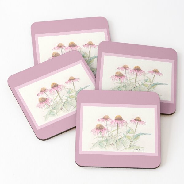 Item preview, Coneflowers - watercolor and pen illustration designed and sold by Annie Mason Art.