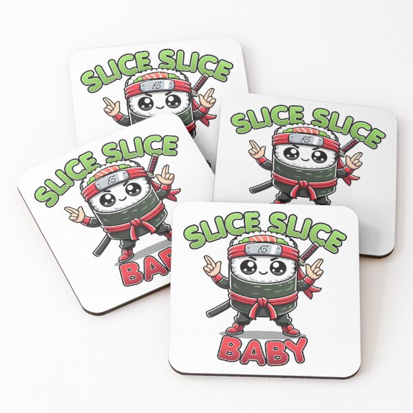Item preview, Kawaii Sushi Ninja Slice Slice Baby Funny Food Pun designed and sold by Karma Design.