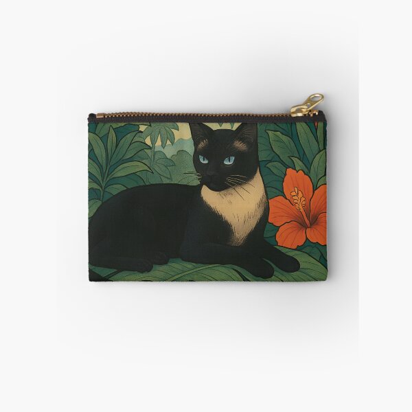 Item preview, Siamese Cat in Tropical Jungle – Botanical Floral Art Print designed and sold by DiShepherd.