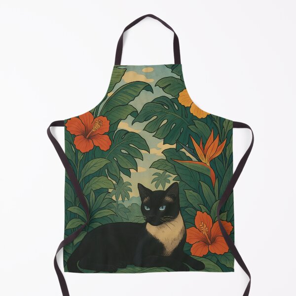 Item preview, Siamese Cat in Tropical Jungle – Botanical Floral Art Print designed and sold by DiShepherd.