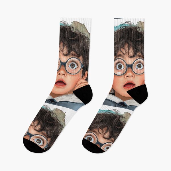 Item preview, Wide-Eyed Wonder – Curious Boy with Book and Big Glasses designed and sold by ChenEngEng.