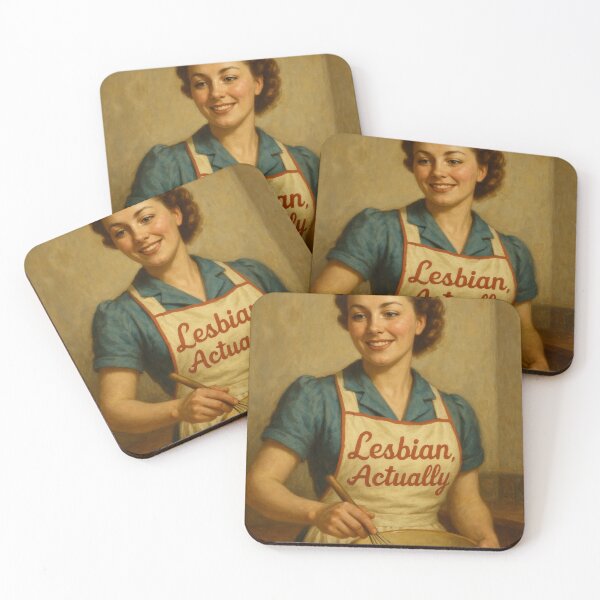 Item preview, "Lesbian, Actually" – Retro Kitchen Sass  designed and sold by The Queer Gear Company.