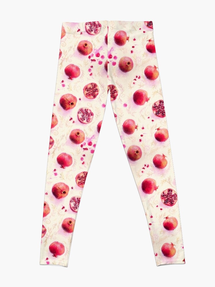 Thumbnail 4 of 5, Leggings, Painted Pomegranates with Gold Leaf Pattern designed and sold by micklyn.