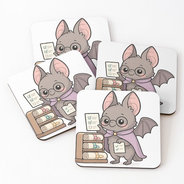 Item preview, Kawaii Scroll Organizer Bat – Cute Fantasy Librarian Sticker designed and sold by Tenpercentluck.