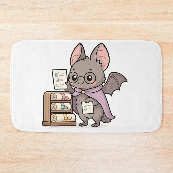 Item preview, Kawaii Scroll Organizer Bat – Cute Fantasy Librarian Sticker designed and sold by Tenpercentluck.
