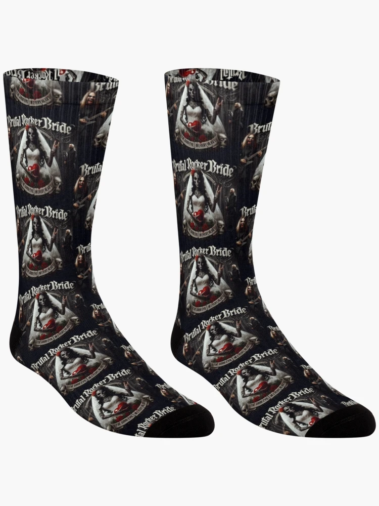 Thumbnail 3 of 5, Socks, Gothic Skeleton Rocker Bride designed and sold by Voodoo Store Paranormal Collections.