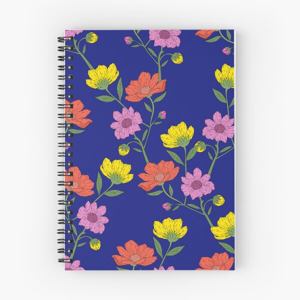 Item preview, Patrón floral vibrante sobre azul profundo designed and sold by overheadclick.