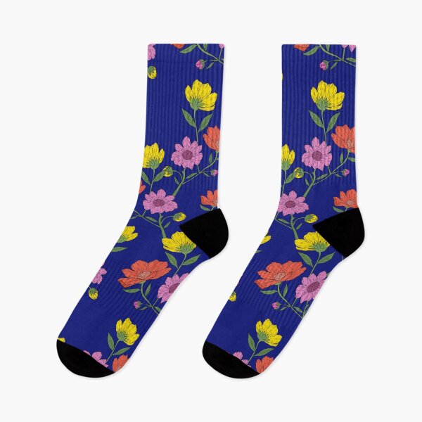 Item preview, Vibrant Floral Pattern on Deep Blue designed and sold by overheadclick.