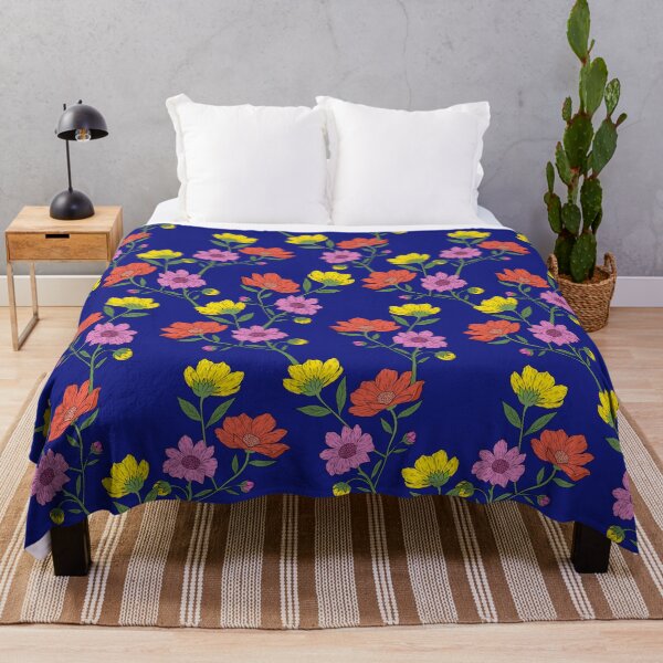 Item preview, Vibrant Floral Pattern on Deep Blue designed and sold by overheadclick.