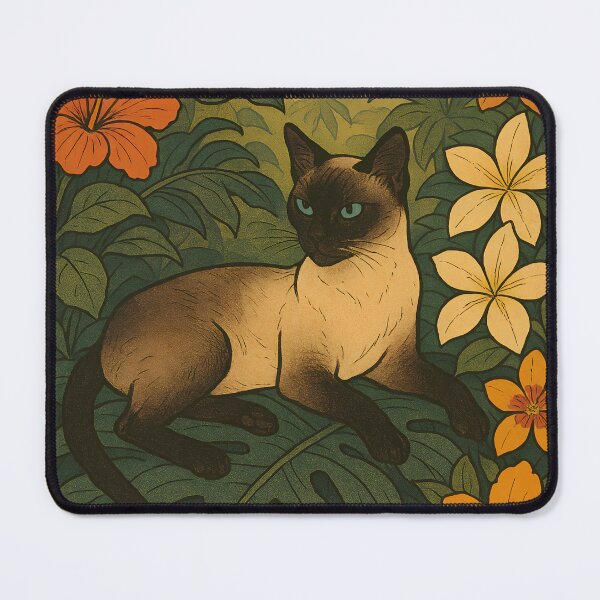 Item preview, Elegant Siamese Cat in Lush Tropical Paradise – Botanical Jungle Art designed and sold by DiShepherd.