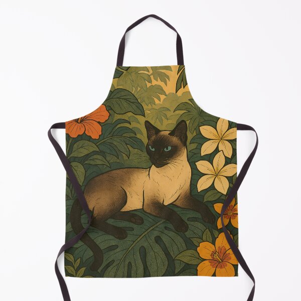 Item preview, Elegant Siamese Cat in Lush Tropical Paradise – Botanical Jungle Art designed and sold by DiShepherd.