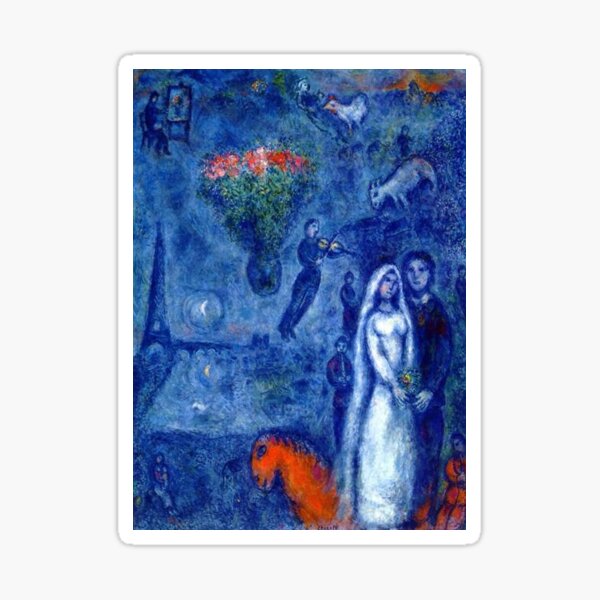 Item preview, Artist and His Bride – Marc Chagall 1980 Surrealist Celebration of Love and Creativity designed and sold by funnyshop222.