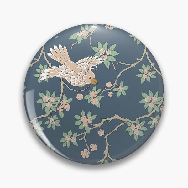 Item preview, Pájaros loro chinoiserie en cerezos en azul designed and sold by trefail.