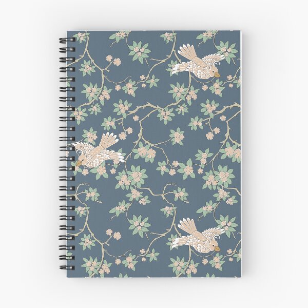 Item preview, Chinoiserie Parrot Birds in Cherry Blossom Trees Blue  designed and sold by trefail.