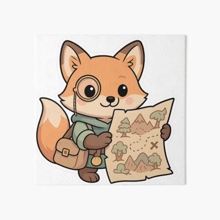 Item preview, Kawaii Map Reader Fox – Cute Fantasy Explorer Sticker designed and sold by Tenpercentluck.