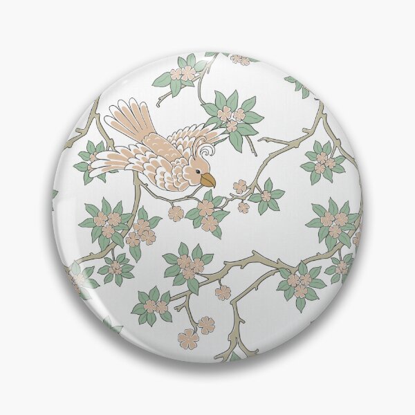 Artikelvorschau, Chinoiserie Papageienvögel in Kirschblütenbäumen Weiß entworfen und verkauft von trefail.