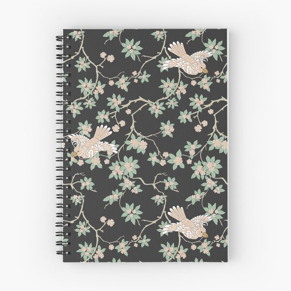 Item preview, Chinoiserie Parrot Birds in Cherry Blossom Trees Black designed and sold by trefail.