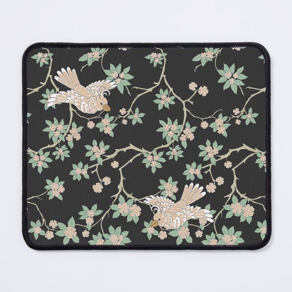 Item preview, Pájaros loro chinoiserie en cerezos en flor negros designed and sold by trefail.