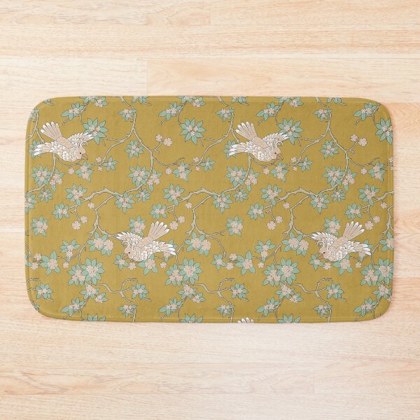 Item preview, Chinoiserie Parrot Birds in Cherry Blossom Trees Yellow designed and sold by trefail.