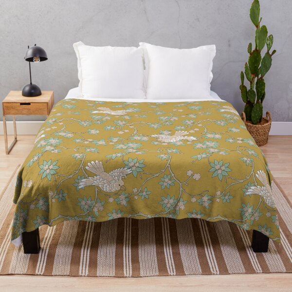 Item preview, Chinoiserie Parrot Birds in Cherry Blossom Trees Yellow designed and sold by trefail.