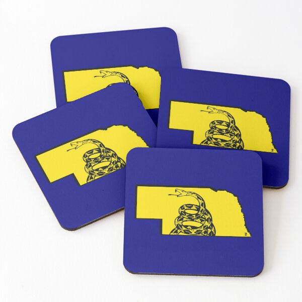 Item preview, NEBRASKAN   - Libertarian - Don't Tread On Me Gadsden Snake on  NEBRASKA  Map on Blue default background, #020279 designed and sold by pelagio.