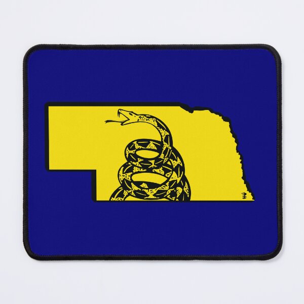 Item preview, NEBRASKAN - Libertarian - Don't Tread On Me Gadsden Snake on NEBRASKA Map on Blue default background, #020279 designed and sold by pelagio.