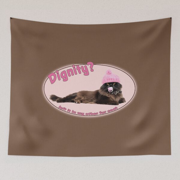 Item preview, Dignity Left it in my other Fur Coat Brown Cat with Pink Pacifier and Beanie Hat designed and sold by AM-Storefront.