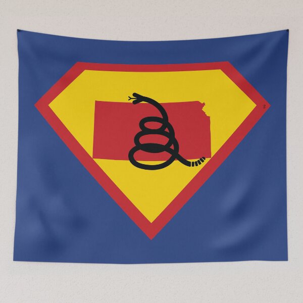 Item preview, KANSAN SHIELD - Freedom Is The Superpower - Modern Gadsden Snake Flag - Dont Tread On Me SUPERHERO KANSAS  design designed and sold by pelagio.