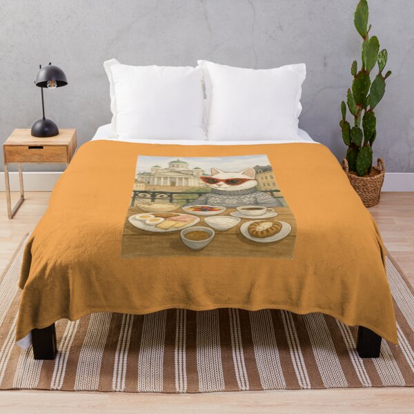 Item preview, Helsinki Morning with Elegant Cat – Nordic Breakfast Art Print designed and sold by holaitssher.