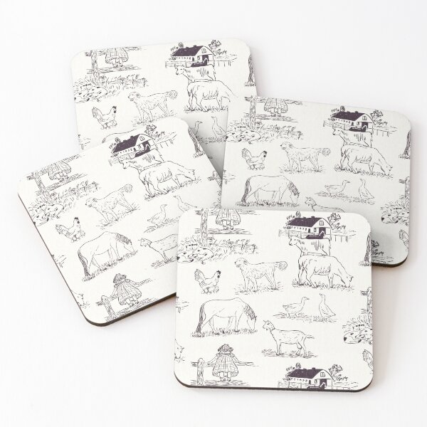 Item preview, Farmhouse Animals Toile Pattern White designed and sold by trefail.