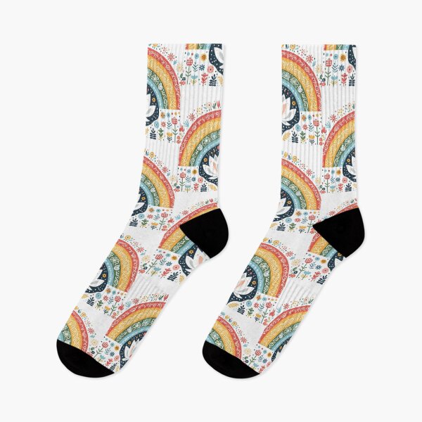 Item preview, Lotus Rainbow Folk Blossom Peace - Scandinavian Folk Art by heidiannemorris © designed and sold by FOLK ART FUSION by heidiannemorris.