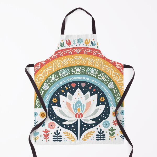 Item preview, Lotus Rainbow Folk Blossom Peace - Scandinavian Folk Art by heidiannemorris © designed and sold by FOLK ART FUSION.