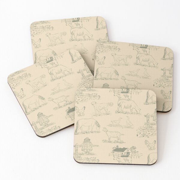 Item preview, Farmhouse Animals Toile Pattern Cream designed and sold by trefail.