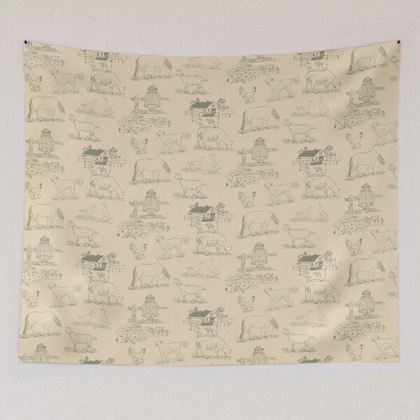 Item preview, Farmhouse Animals Toile Pattern Cream designed and sold by trefail.