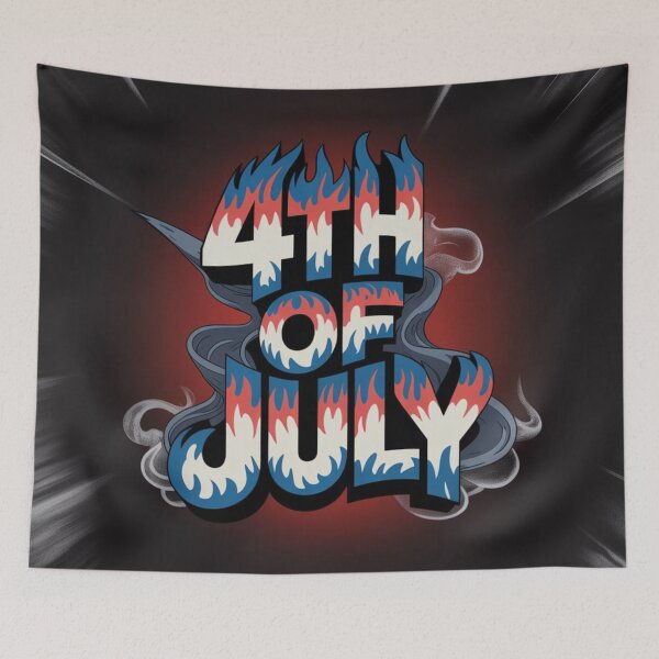 Item preview, 4th of July Flame Typography – Red White Blue Patriotic Smoke Effect Design designed and sold by InspiredCreatives.
